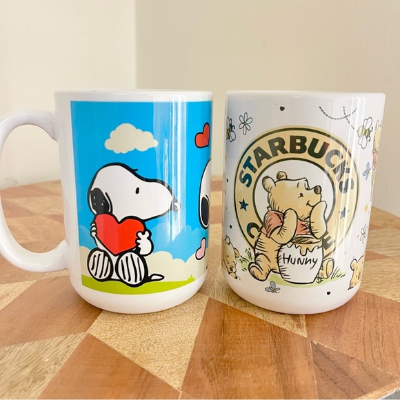 NEW 2 Pcs Fashion Mugs. Disney Winnie the Pooh + Snoopy mugs 15oz cups. - Picture 6 of 6